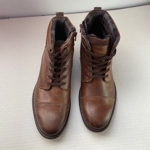 Alfani boots brown  leather upper and sock.